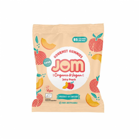 JOM - Sour Juicy Peach Ekologiskt & Veganskt, Snack pack 25 gr i gruppen Äta & Dricka / Sött & Gott / Smågodis hos Rekoshoppen.se (01242)