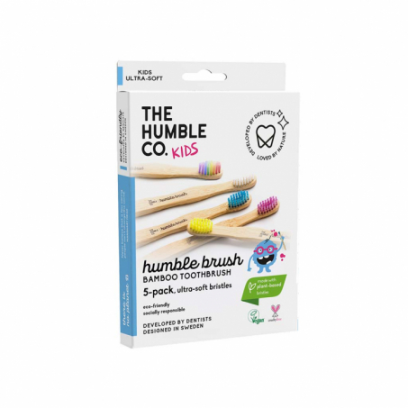 The Humble Co. - Tandborste i Bambu Barn Ultrasoft, 5-pack