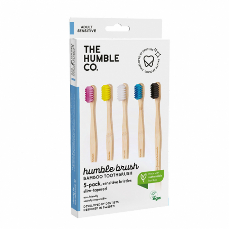 The Humble Co. - Tandborste i Bambu Vuxen Sensitive, 5-pack