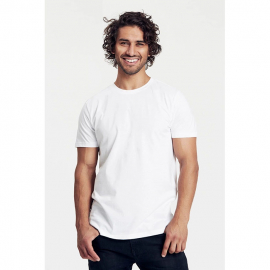 eutral - Rundhalsad T-Shirt Slim Fit i Ekologisk Bomull Herr Vit