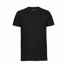  Neutral - Rundhalsad T-Shirt Slim Fit i Ekologisk Bomull Herr Svart