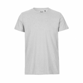 Neutral - Rundhalsad T-Shirt Slim Fit i Ekologisk Bomull Herr Gråmelerad