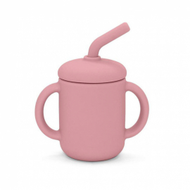 Summerville Organic - Silikonmugg med Sugrör, Dusty Rose