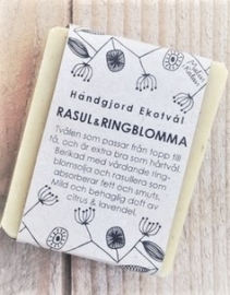 Malin i Ratan Handgjord Ekologisk Tvål Rasul & Ringblomma, 110gr, Citrus&Lavende