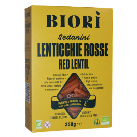 Biori - Pasta Röda Linser Sedanini, 250 gr EKO, Glutenfri