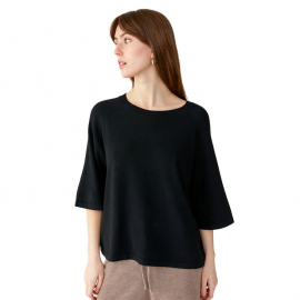 Movesgood - Bamboo Cashmere Thin Knitted T-Shirt Svart