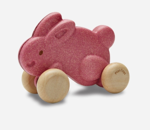 PlanToys - Push Along Bunny, Rosa