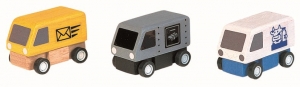 PlanToys Budbilar Delivery Vans, Set med 3 stycken